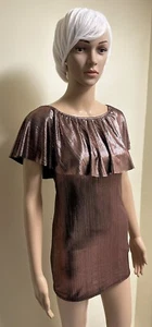 New Look Womens Girls Bronze Metallic Stretch Dress Size UK 6 BNWOT Free Postage - Picture 1 of 24