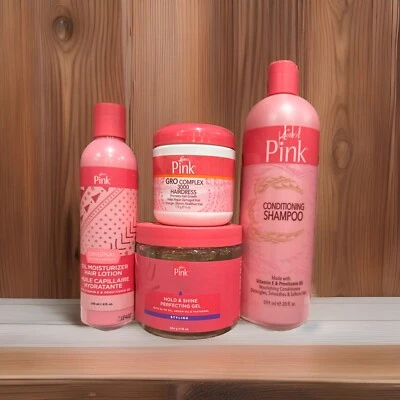 4 Luster Pink Oil Lotion 8oz, Hold &Shine Gel 16oz, Conditioning Shampoo 20Fl.oz - Image 1 of 2
