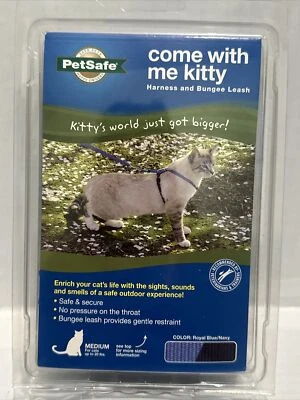 PetSafe Come With Me Kitty Cat Harness & Bungee Leash, SZ Medium Royal Blue/Navy - Image 1 of 4