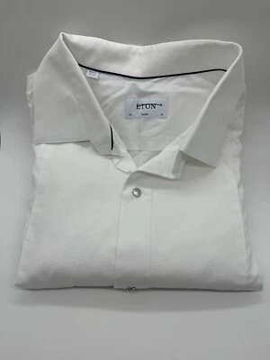 Camisa smoking Eton branca clássica com botões tamanho 18 por 46 - Imagem 1 de 4