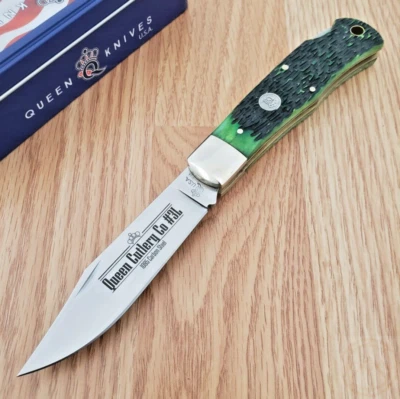 Queen Lockback Folding Knife 1095 Carbon Steel Clip Point Blade Bone Handle - Image 1 of 4