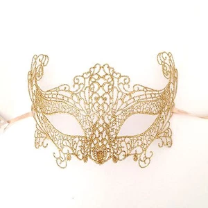 LENCERÍA DORADA MÁSCARA DE ENCAJE MACRAMÉ MÁSCARA VENECIANA MÁSCARA DE MASCARADA  - Imagen 1 de 2