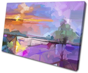 Ölgemälde Baum Abstrakt Landschaften EINZELNE LEINWAND WANDBILD Bild Druck - Bild 1 von 1
