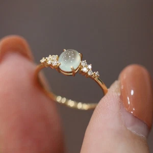 Mondstein Ring vergoldet Edelsteinring Geschenk für Sie Frauen - Bild 1 von 5