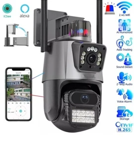 Telecamera WiFi ICSEE Sicurezza 4K Doppio Obiettivo Esterno Impermeabile IP66 - Foto 1 di 10