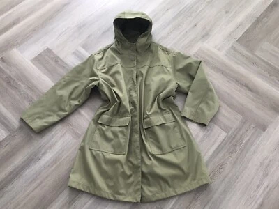 LL Bean Olive Hooded Mid Parka Wool Liner Rain Chore Jacket Coat Women's XL - Image 1 of 4