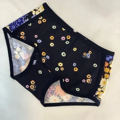 Victoria's Secret PINK Black Floral Print Boyshorts Shortie - Size XS - BNWT — 第 1/3 张图片