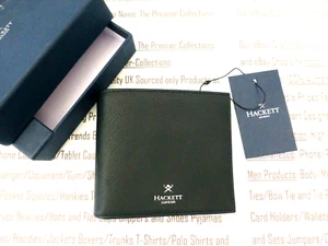Carteras HACKETT Exclusivas de Cuero para Hombres Clásicas Billfold Azul Marino Nuevas en Caja R£75 - Imagen 1 de 8