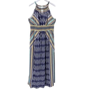 Chicos colorful maxi dress size 2 large stretch cruise beach vacation wear - Picture 1 of 9