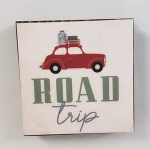 Imán de bloque de madera hecho a mano / cuidador de estante / decoración de bandeja en niveles - viaje por carretera - Imagen 1 de 1