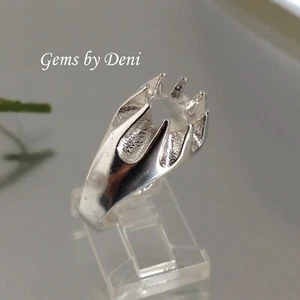 8-10mm Round Gent's Gypsy Sterling Silver Pre-Notched Ring Setting (Size 9-10.5) - Picture 1 of 4