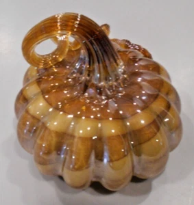 Decorative Brown and Tan Glass Pumpkin - Picture 1 of 5