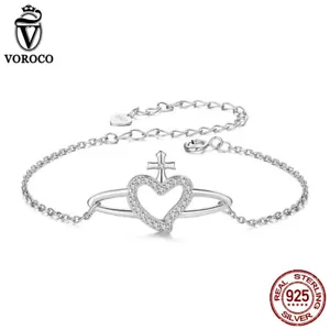 Pulsera Voroco Única Plata Esterlina 925 Corazón Planeta Mujer Niña Regalos Joyería - Imagen 1 de 19