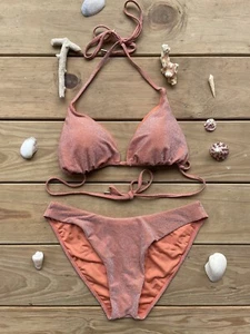 MONDAY SWIMWEAR 2pc Bikini Sun Kissed Shimmer (Top: VV, Bottom: L) + Free Ship - Picture 1 of 8