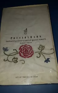 Neu LEINEN Pottery Barn SAMANTHA Gästetücher 2er Set BESTICKT - Bild 1 von 2