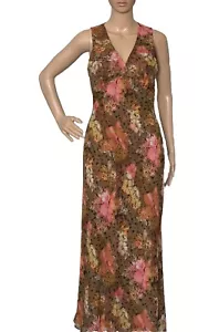 Vintage Papell Boutique 100% Silk Y2K Babydoll Fairy Floral Maxi Dress Size 6 - Picture 1 of 19