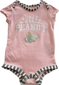 Disney Parks Baby rosa grau Kurzarm Little Peanut Dumbo Body Gr. 12 Monate - Bild 1 von 2