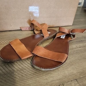 Steve Madden Sandals Women's 9M Brown Leather Strappy Open Toe Slingback - Picture 1 of 12
