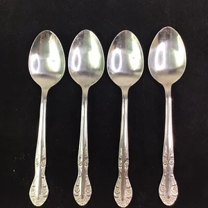 Utica Stainless Steel Flatware (4) Teaspoons Floral Silverware - Picture 1 of 4
