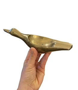 Vintage Solid Brass Duck Ashtray Made In Korea Heavyweight 1lb 8.5” 2 Cigarettes - Picture 1 of 13
