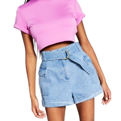 Pantalones Cortos Carga Jeannie Mai x INC Azul Denim Cinturón Tiro Alto Puños 10 Nuevos con Etiquetas Precio de venta sugerido por el fabricante $99 Foto 1 de 4
