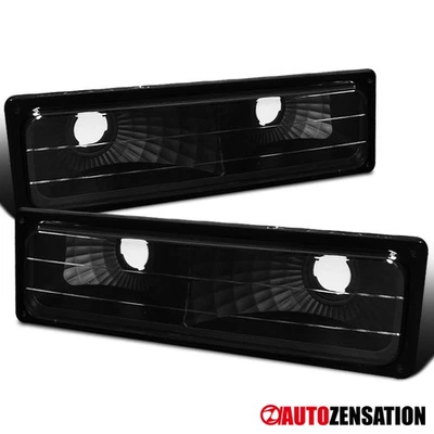 Fit 88-98 Chevy C10 Silverado GMC Sierra Black Bumper Lights Parking Turn Signal - Image 1 of 4