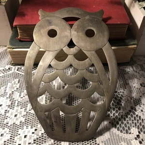 Vintage silberfarben Metall Eule Untersetzer 8,5" FB Rogers Made in Italy EP Zink - Bild 1 von 5