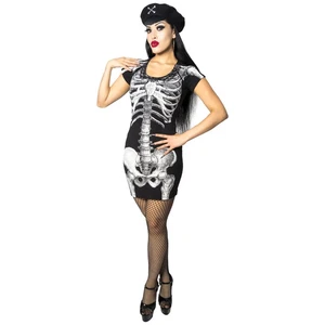 Skelett Tunika Kleid XL figurbetont dehnbar schwarz weiß Halloween Goth Kreepsville - Bild 1 von 5