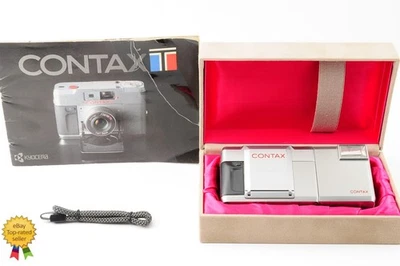 Contax T Silber Filmkamera mit T14 Auto Flash 【Near Mint in Box】 Japan #263 - Bild 1 von 4