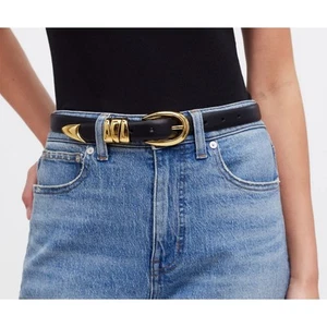 NWT MADEWELL Triple Metal Keeper Belt Black Gold Medium - Picture 1 of 5
