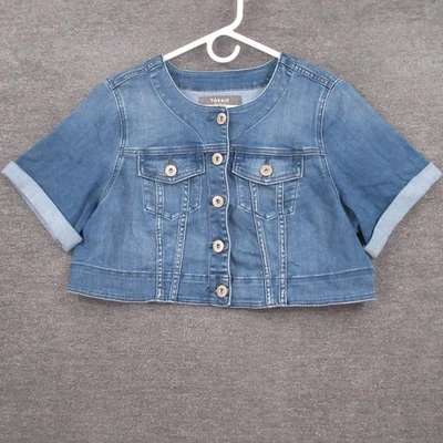 Chaqueta Torrid Mujer Plus 00 (M/L) Chaqueta Denim Recortada Manga Corta Puños Azul Foto 1 de 4