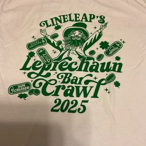 Lineleaps Leprechaun Beer Crawl 2025 Graphic Tee T- Shirt LG St. Patrick's Day - Picture 1 of 7