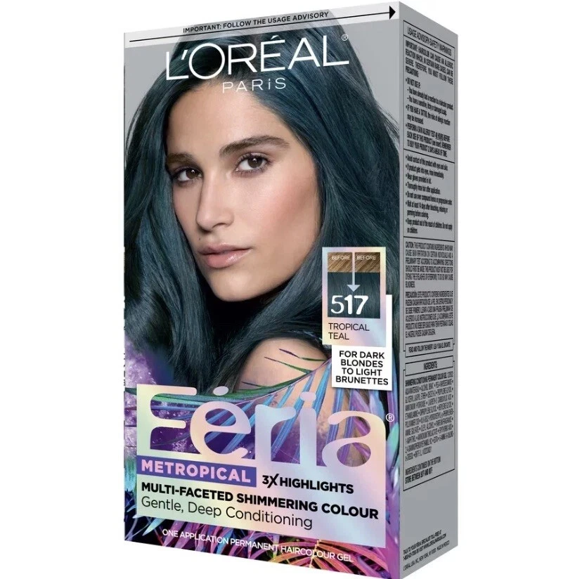 L’oreal Feria Multi Faceted Shimmering Hair Color 517 Tropical Teal
