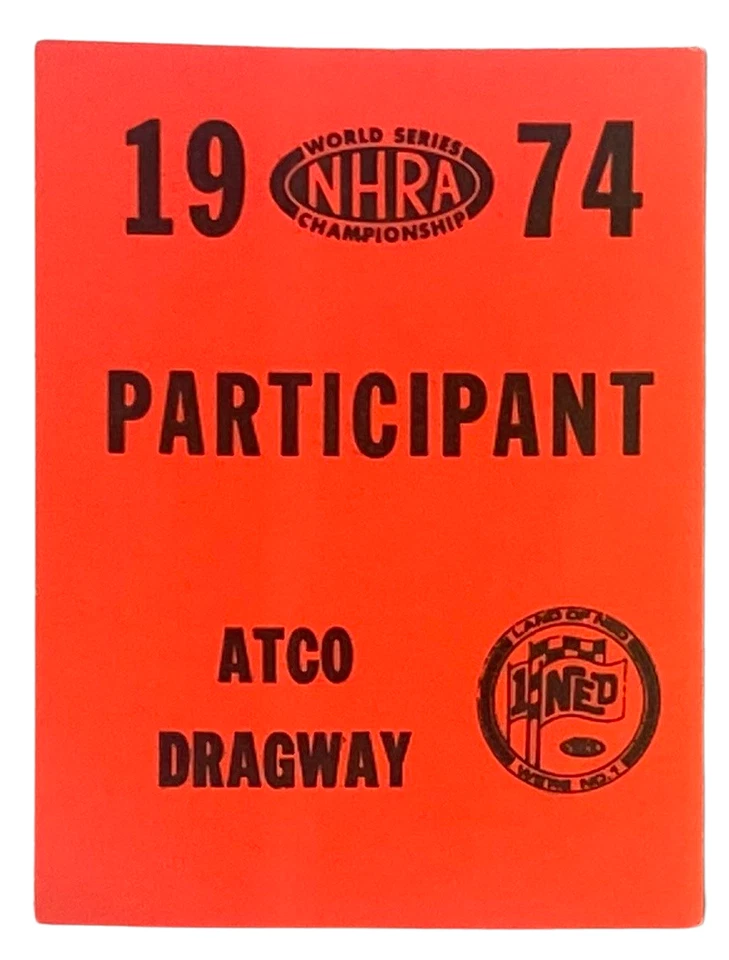 Par de calcomanías (x2) ATCO Dragway New Jersey 1974 NHRA Participation original nuevo en stock Foto 1 de 1