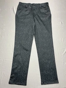 Pantaloni ponte Gloria Vanderbilt Amanda taglia 14 slim in maglia sbiaditi neri Chevron nuovi con etichette - Foto 1 di 8