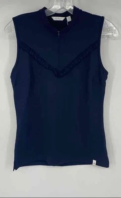 Polo de golf sin mangas con volantes delanteros azul marino talla XS Lady Hagen para mujer Foto 1 de 4