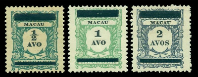 Portugal MACAU (CHINA) 1910 Postage Due  overprinted set  Scott# 144-146 mint MH - Image 1 of 2