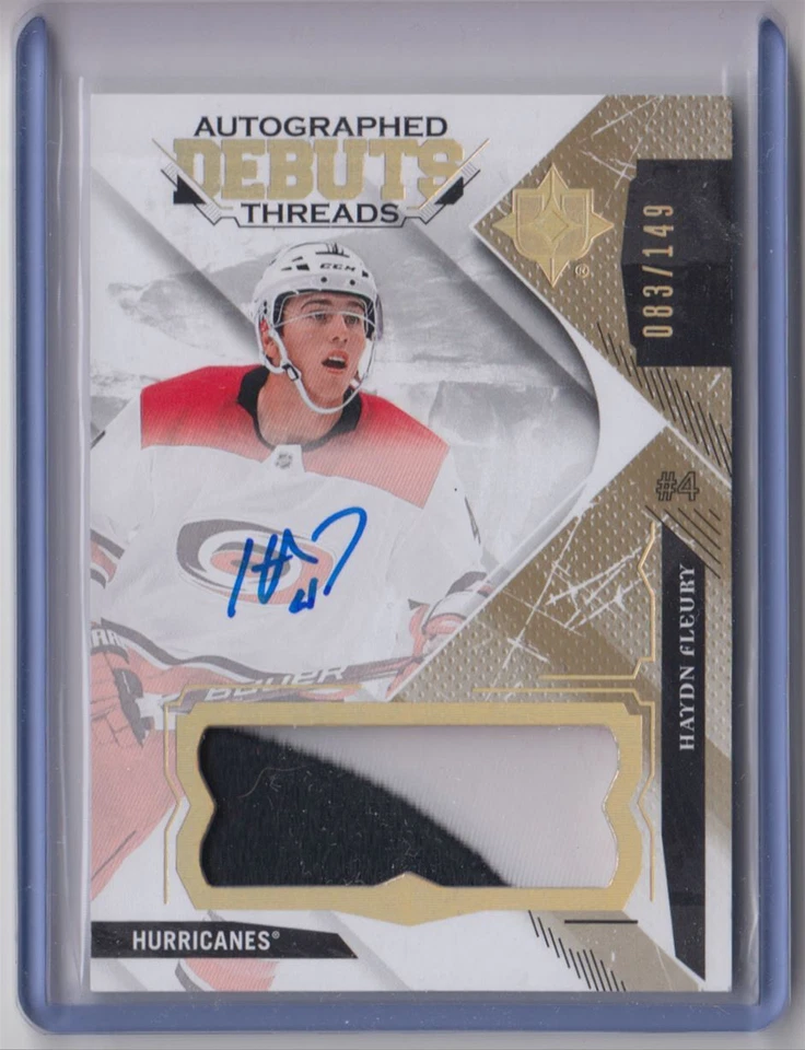 2017-18 Upper Deck Ultimate Collection Debut Threads Patch Auto Haydn Fleury RC - Image 1 of 2