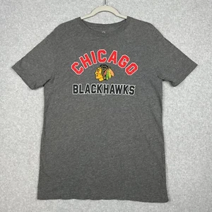 NHL Chicago Blackhawks Shirt L Heathered Gray Spellout Spirit Hockey Graphic Tee - Bild 1 von 6