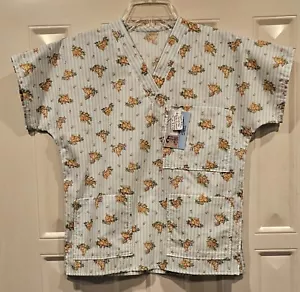 Scrub Top Easter Rabbits Blue Stripes Homemade NEW! Medium - Picture 1 of 4