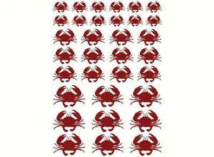 Crab 33 pcs Red Fused Glass Decals - Picture 1 of 2