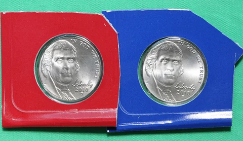 2010 P and D Jefferson Nickels 2 Coin UNC Cellos from US Mint Set 5 Cent Coins Cover