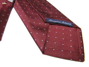 Homme Cravate Haute Qualité Sept Plis Made IN Italy Rouge à Pois Bleu - Picture 1 of 1