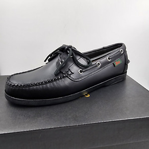 G.H. Bass & Co. Hampton Boat Leather Shoes Men's 8 Black Slip On~