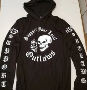 Support your local Outlaws Biker Motorcycle MC outlaw Hooded Sweatshirt Hoodie - Picture 1 of 1