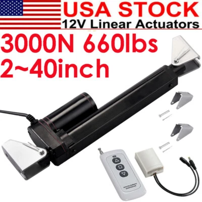 DC 12V 3000N 660lbs Linear Actuator Heavy Duty Stroke 2"~40" 1000MM Waterproof - Image 1 of 4