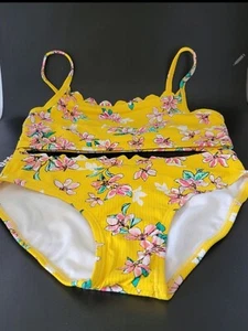 Girls Yellow Floral Art Class Brand Bikini Swimsuits SM or MED. NWT - Picture 1 of 2