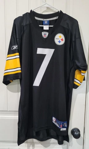 Men's NFL Reebok Onfield Pittsburg Steelers Ben Roethlisberger Jersey  Size L Cover