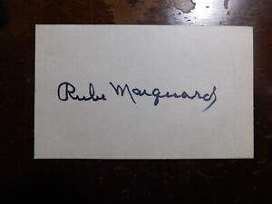 baseball hall of fame great rube marquard hand signed 3 x 5 card