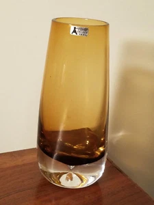 Vintage Svensk Form Bo Borgstrom Sweden Seda Amber Vase Beautiful! - Picture 1 of 8
